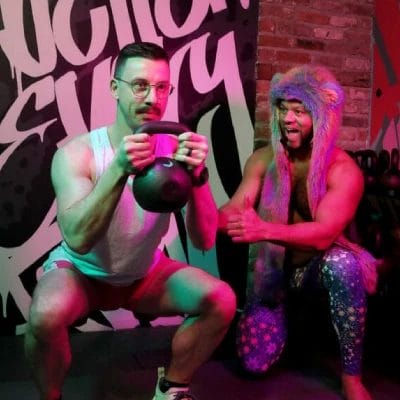Man working out with dumbbell