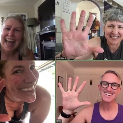 People attending a virtual fitness class